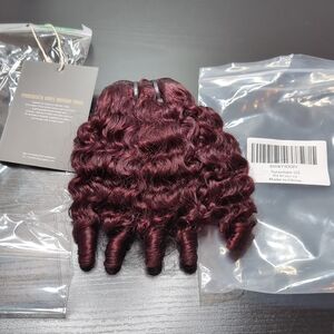 10 Inch Burmese Curly Single Human Hair Bundle Spiral Ends 3C4A Burgundy